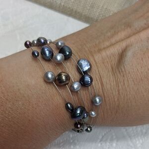 Coldwater Creek Bracelet, Multicolor Faux Freshwater Pearls On Silver-tone Wire